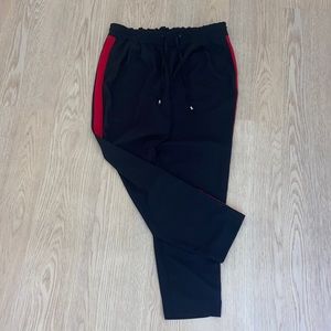 Zara basic black pant with red strip L